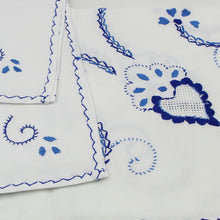 Load image into Gallery viewer, 100% Cotton Blue Hand-embroidered Viana&#39;s Made in Portugal Tablecloth
