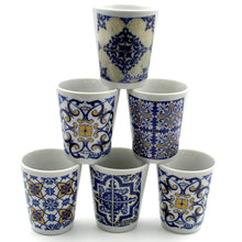 Load image into Gallery viewer, Portugal Tile Azulejo Themed Porcelain Shot Glasses - Set of 6