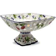 Load image into Gallery viewer, Hand-Painted Traditional Floral Ceramic Footed Fruit Bowl
