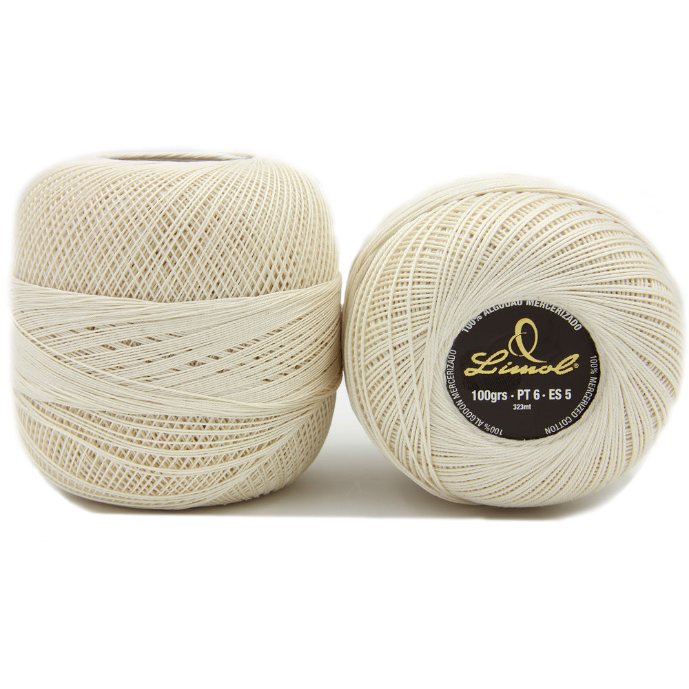 Limol Size 6 Neutral 100 Grs 100% Mercerized Crochet Thread Cotton Ball Set