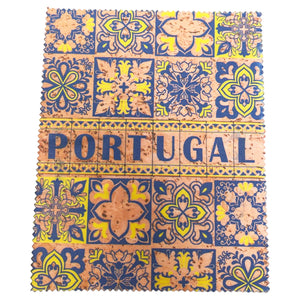 Portugal Tile Azulejo Themed Cork Eyeglass Case with Cleaning Cloth