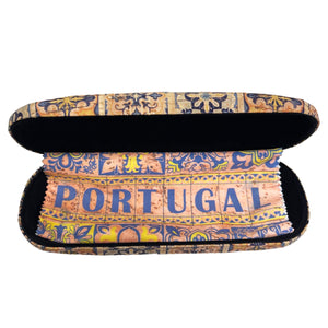 Portugal Tile Azulejo Themed Cork Eyeglass Case with Cleaning Cloth