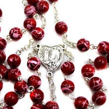 Load image into Gallery viewer, Our Lady of Fatima Ruby Red Glass Beads Catholic Rosary