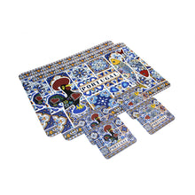 Load image into Gallery viewer, Good Luck Rooster and Sardine Themed Plastic Placemat and Coaster Set