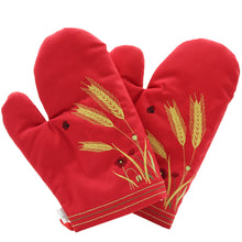 Load image into Gallery viewer, 100% Cotton Oven Mitt Set With Embroidered Design
