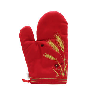 100% Cotton Oven Mitt Set With Embroidered Design