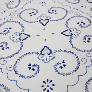 100% Cotton Blue Hand-embroidered Viana's Made in Portugal Tablecloth