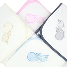 Load image into Gallery viewer, Maiorista 100% Cotton Made in Portugal Whales Baby Bath Cream Towel
