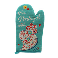 Load image into Gallery viewer, 100% Cotton From Portugal With Love Blue Oven Mitt and Pot Holder