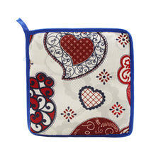 Load image into Gallery viewer, 100% Cotton Viana Hearts Oven Mitt and Pot Holder