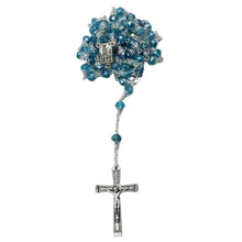 Load image into Gallery viewer, Our Lady of Fatima Clear Aqua Glass Beads Rosary