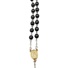 Load image into Gallery viewer, Our Lady of Fatima Dark Grey Beads Rosary with Gold Crucifix