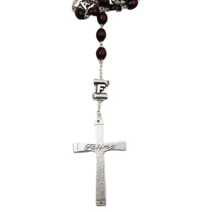 Our Lady of Fatima Dark Brown Wood Rosary with Fatima Letters