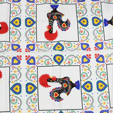 Load image into Gallery viewer, 31" x 47" Good Luck Rooster Galo de Barcelos White Table Linen with Fringe