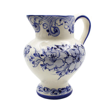 Load image into Gallery viewer, Hand-Painted Portuguese Ceramic Small Blue Floral Jug Pitcher

