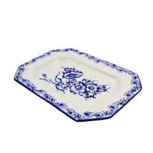 Load image into Gallery viewer, Hand-Painted Traditional Portuguese Ceramic Blue White Floral Decorative Platter
