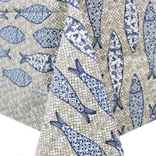 Load image into Gallery viewer, 100% Cotton Cobblestone and Sardines Made in Portugal Tablecloth
