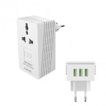 Load image into Gallery viewer, LDNIO 3 USB Ports + Power Socket Wall Charger with EU/UK Plug, Dual Voltage