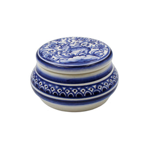 Coimbra Ceramics Hand-painted Decorative Medium Round Box with Lid XVII Cent Recreation #116-22