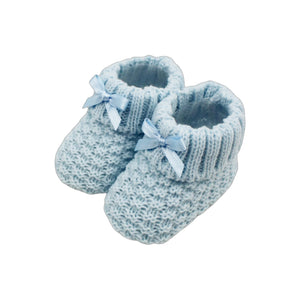 Portuguese Blue Baby Classic Snap Bib "Principe" and Booties Set