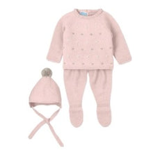 Load image into Gallery viewer, Mac Ilusión Made in Spain Baby Petalo Shirt, Footed Pants and Beanie 3-Piece Set
