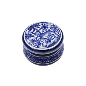 Coimbra Ceramics Hand-painted Decorative Small Round Box with Lid XVII Cent Recreation #116-35