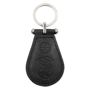 Portuguese Black Leather Oval Keychain Made in Portugal