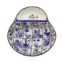 Load image into Gallery viewer, Hand-Painted Portuguese Ceramic Blue Mosaic Small Olive Dish with Pit Holder
