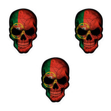 Load image into Gallery viewer, Die Cut Skull Sticker With Portuguese Flag, Set of 3
