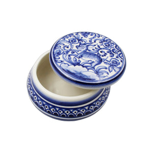 Coimbra Ceramics Hand-painted Decorative Medium Round Box with Lid XVII Cent Recreation #116-22