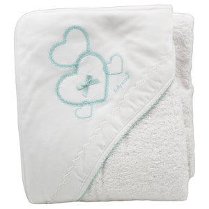 Baby Maior 100% Cotton Made in Portugal Hearts Baby Bath Towel, Various Colors