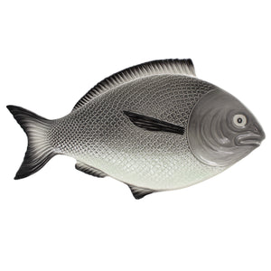 Faiobidos Hand-Painted Ceramic Grey Fish Platter