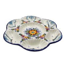 Load image into Gallery viewer, Hand-Painted Traditional Portuguese Ceramic Floral Divided Chip & Dip Platter