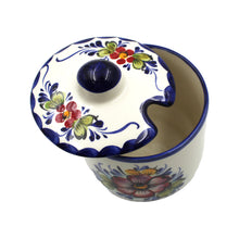 Load image into Gallery viewer, Hand-Painted Portuguese Ceramic Floral Sugar Bowl
