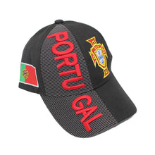 Load image into Gallery viewer, Black Soccer Cap with Embroidered Portuguese National Team
