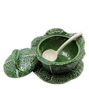 Faiobidos Hand-Painted Small Ceramic Cabbage Tureen with Ladle