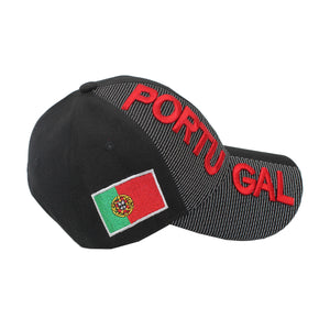 Black Soccer Cap with Embroidered Portuguese National Team