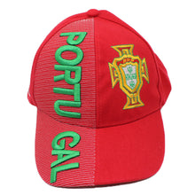 Load image into Gallery viewer, Red Soccer Cap with Embroidered Portuguese National Team

