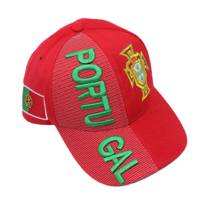 Red Soccer Cap with Embroidered Portuguese National Team