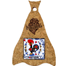 Load image into Gallery viewer, Small Portuguese Cork Codfish Trivet with Good Luck Rooster Centerpiece
