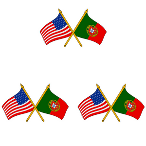 American and Portuguese Flag Decal Die Cut Vinyl Sticker, Set of 3