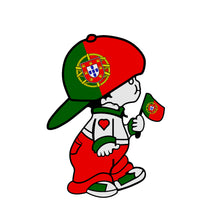 Load image into Gallery viewer, Portuguese Boy With Portugal National Flag Car Die Cut Vinyl Sticker, Set of 3
