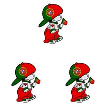 Load image into Gallery viewer, Portuguese Boy With Portugal National Flag Car Die Cut Vinyl Sticker, Set of 3
