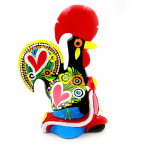 Hand-painted Traditional Portuguese Ceramic Decorative Rooster With Bike
