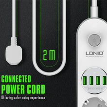 Load image into Gallery viewer, LDNIO 220 Volt European Cord Smart USB Power Strip Surge Protector