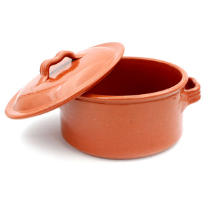 Traditional Portuguese Clay Terracotta Cazuela Cooking Pot with Lid