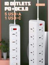 Load image into Gallery viewer, LDNIO 30W 6-Port USB Charger Power Strip Surge Protector 220V