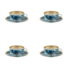 Load image into Gallery viewer, Vista Alegre Porcelain Gold Exotic Set of 4 Tea Cup With Saucer