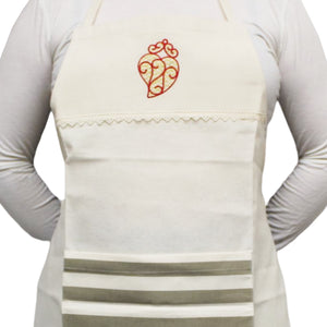 100% Cotton Viana Heart Red Gold with Ruffles Apron