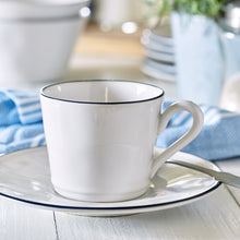 Load image into Gallery viewer, Costa Nova Beja 6 oz. White Blue Tea Cup and Saucer Set